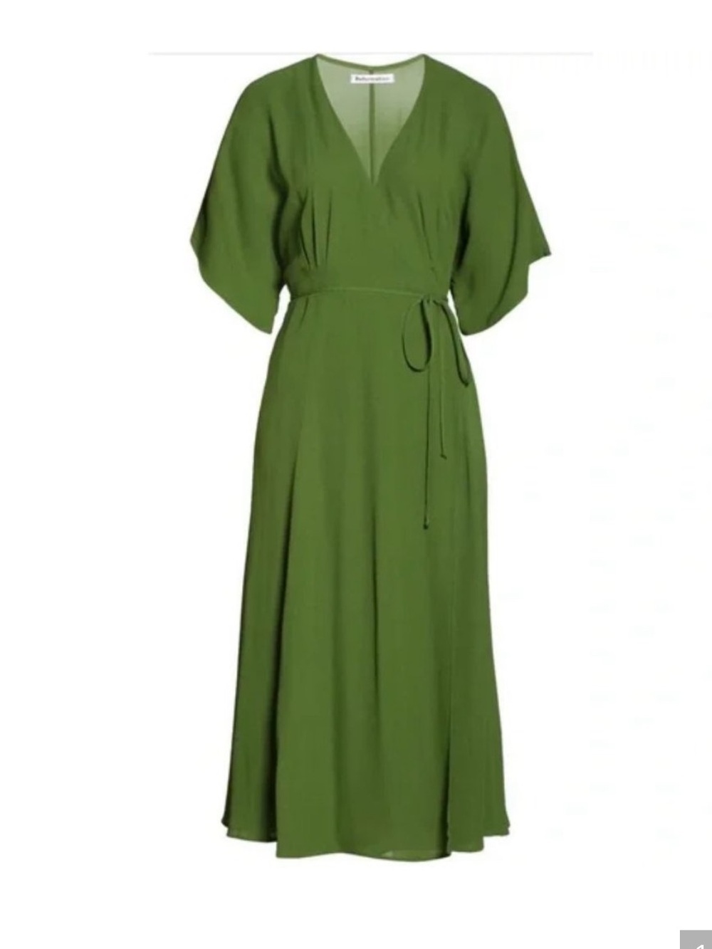 Reformation Karen moss green wrap midi dress with wrap midi Small